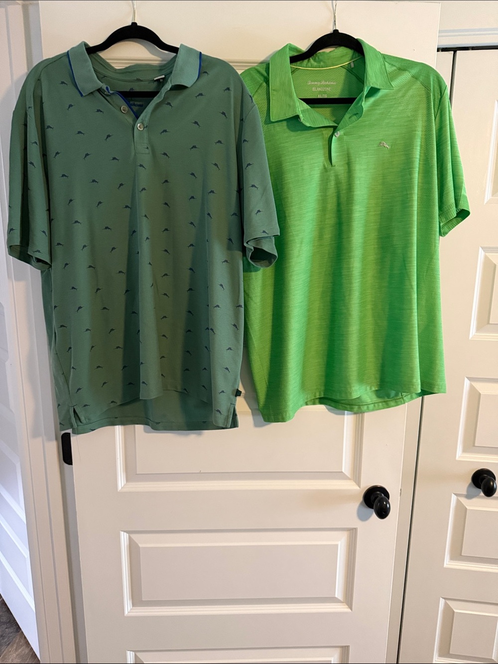 Tommy Bahama Men’s Short-Sleeve Polo Shirts in Sage and Bright Green